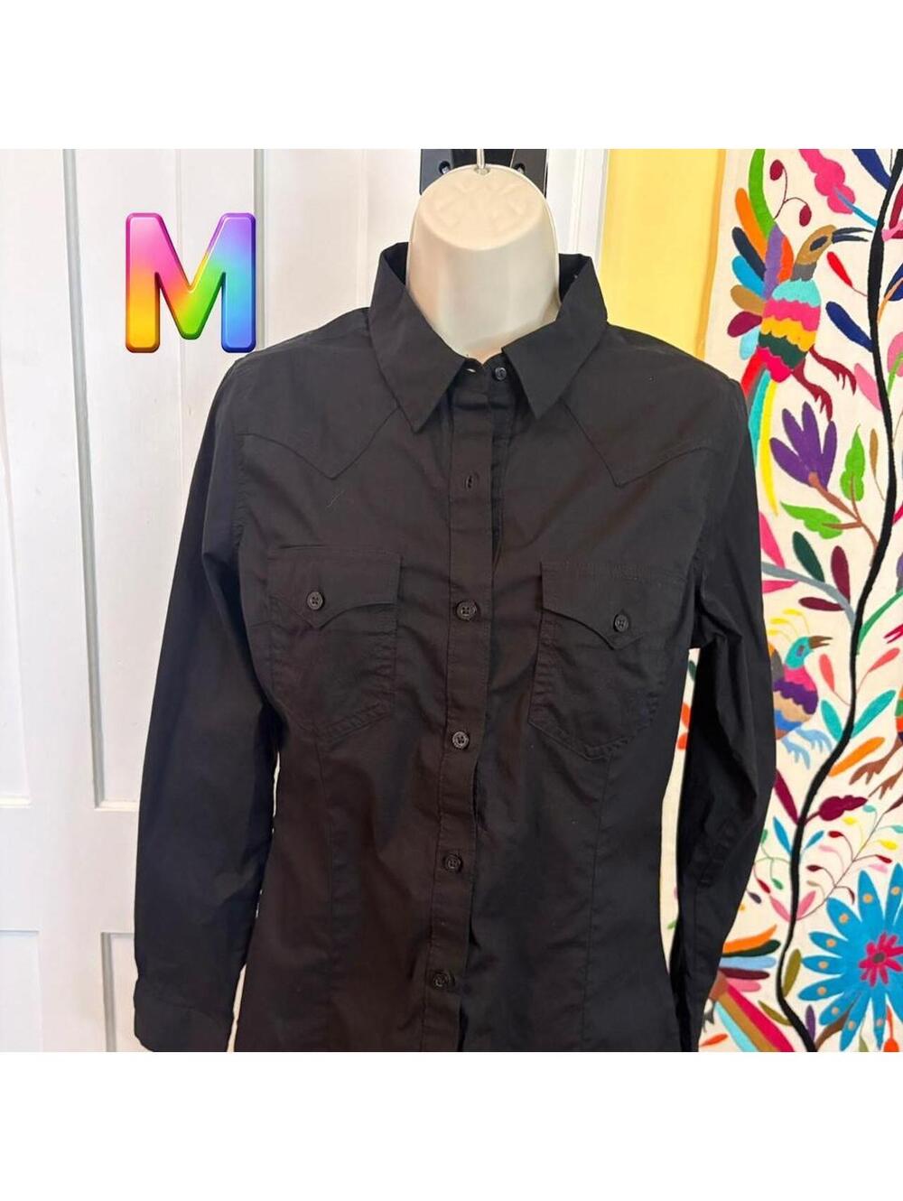 Wrangler Retro Black Button Up Shirt Women's Medium